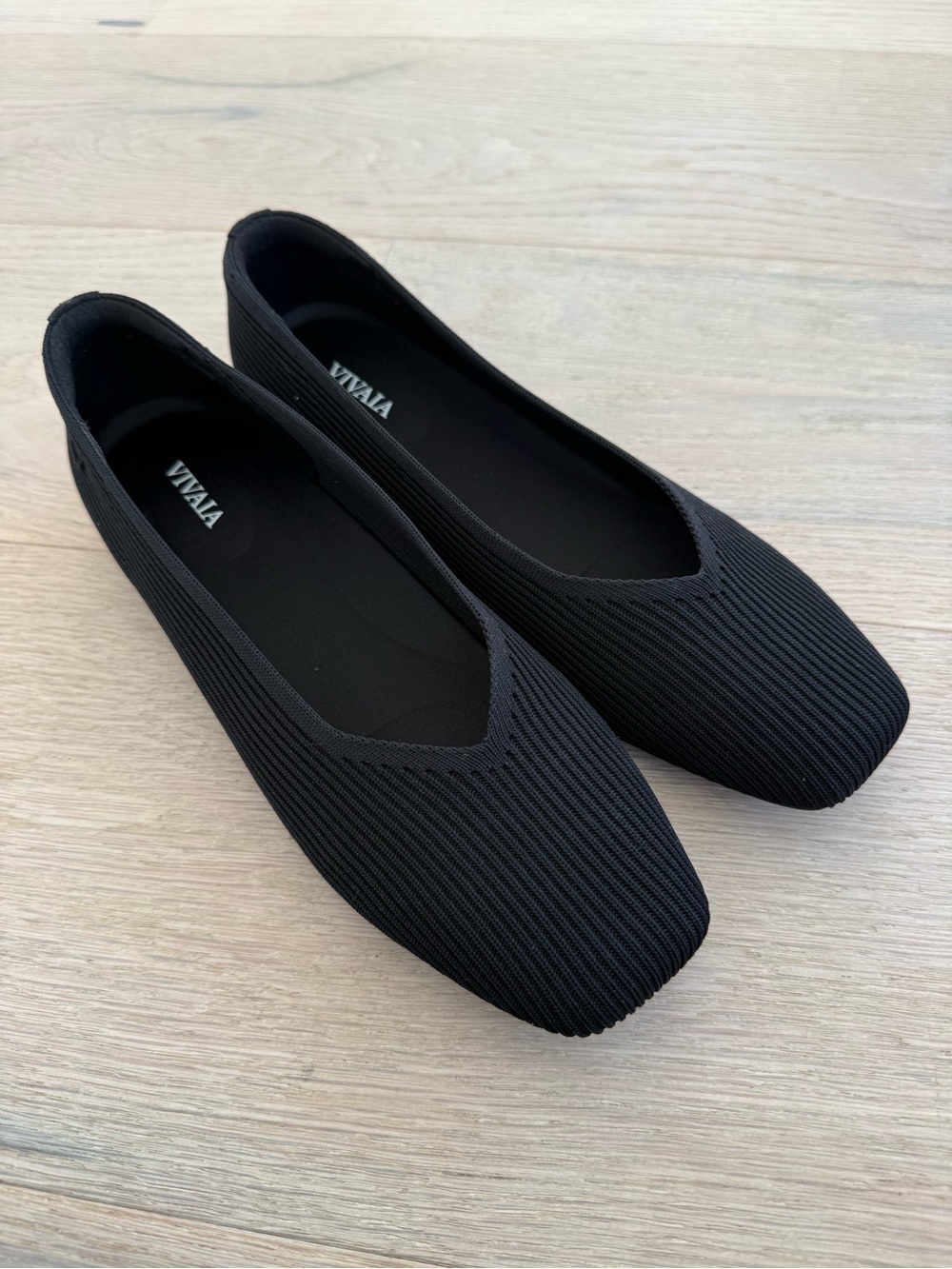 Vivaia Black Ribbed Knit Margot 2 Ballet Flats - Comfort Slip-on Size 9